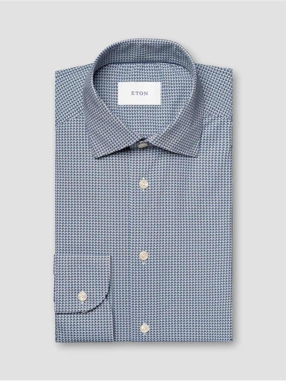 Eton Blue Patterned 4 Way Dress Shirt